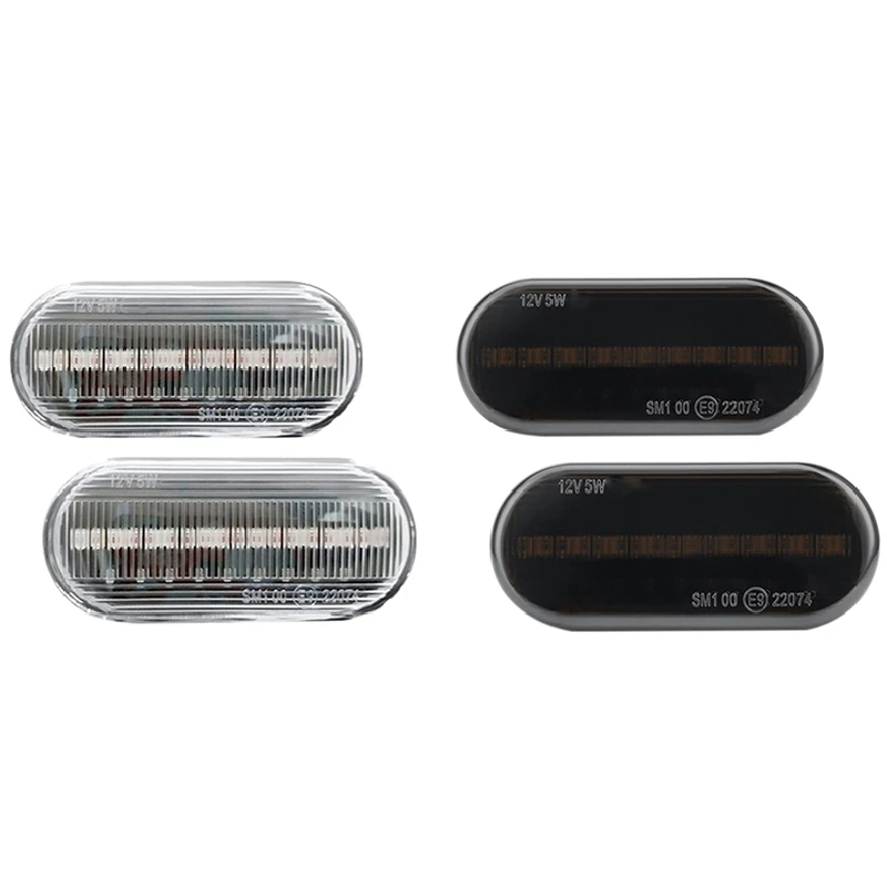 

4Pcs Amber Led Fender Side Marker Turn Signal Lights For Seat Ibiza For Skoda Octavia For Ford Focus Mk2 (White&Black)