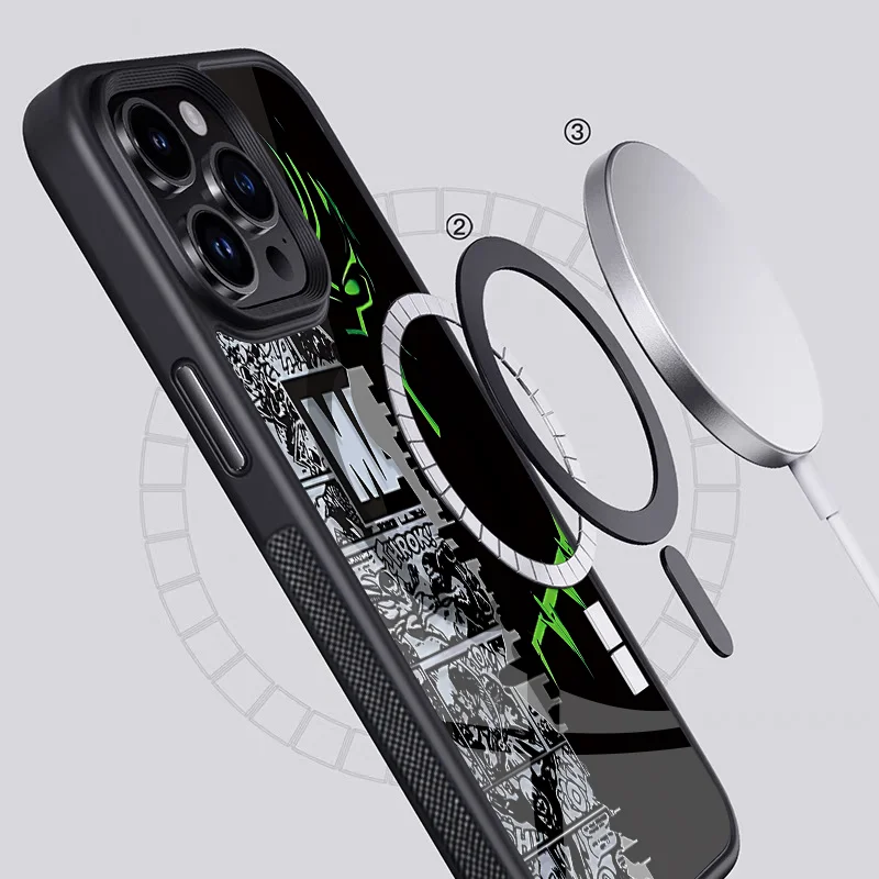 Магнитный Чехол Для Телефона S-Superhéroe Black Panther iPhone Pro Max Mini С Беспроводной Зарядкой