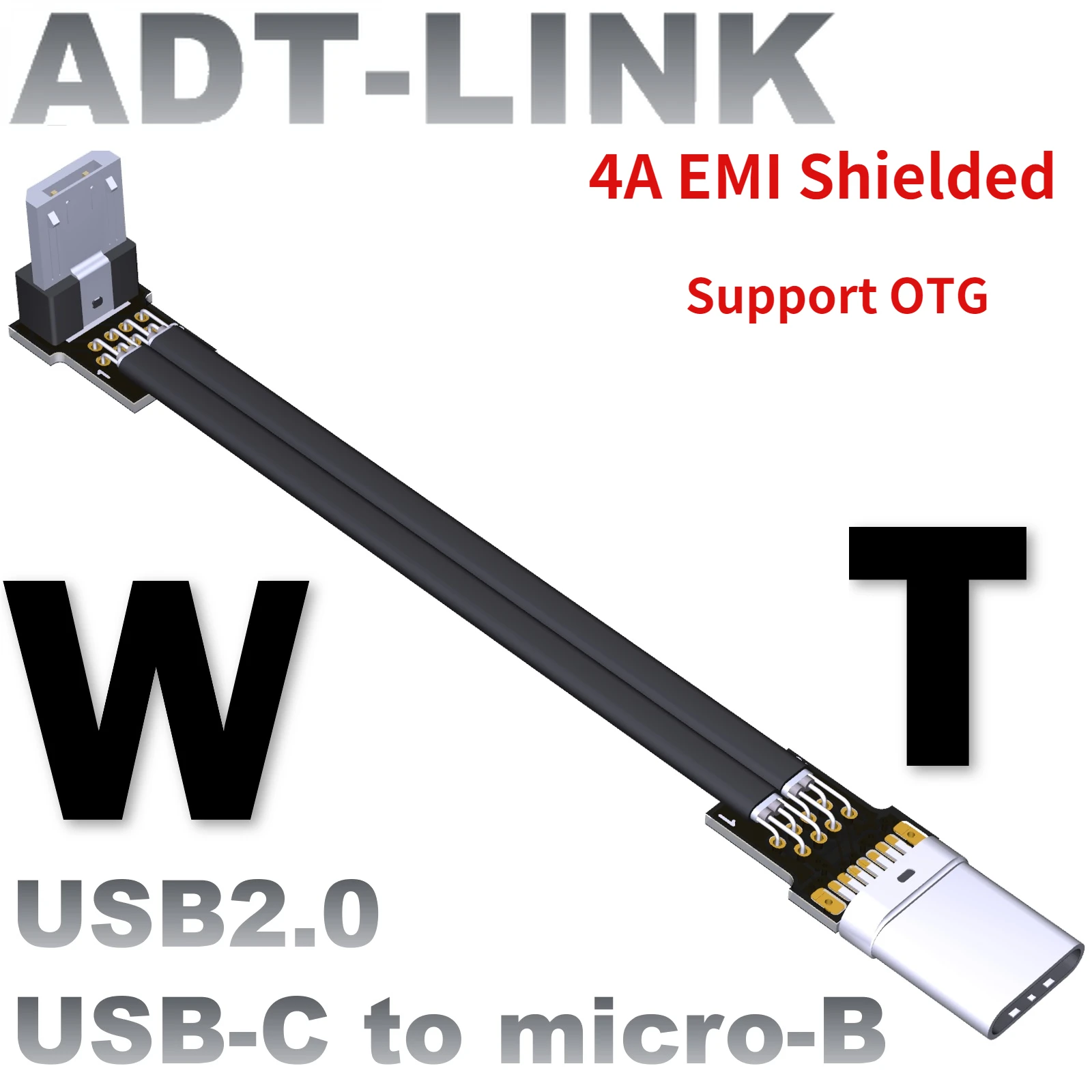 

Новинка 4A USB Type C к Micro B 90 градусов USB C OTG тонкий кабель ленточный плоский угловой вверх вниз USB 3. 0 MicroB кабель передачи данных для быстрой заряд...