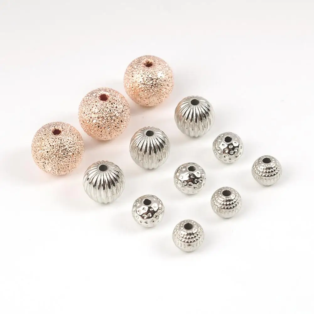 

50-100Pcs/Lot 6 8 10mm Matte Spots Stripe Plastic Round Charms Beads Accessories CCB Loose Spacer Beads For Jewelry Making