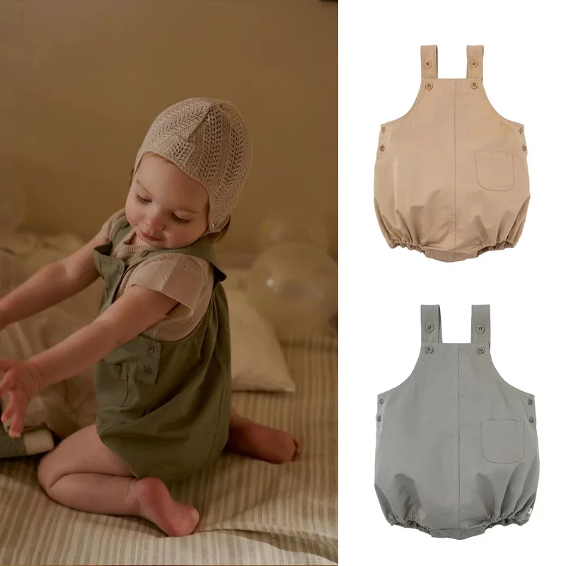 

Детские однотонные брюки-кенгуру HoneyCherry; Цвет хаки, рок, зеленый; Хлопковый комбинезон