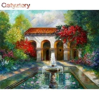 gatyztory painting by numbers kits for adults children 40x50cm frame on canvas kids villa landscape oil paint home decorations