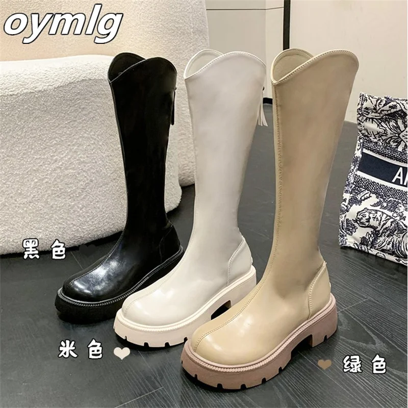 Cigarette boots women show thin 2022  winter new women's leather boots, but the knee height increases the trend of knight boots