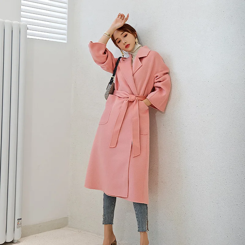 Новинка Зима 2023 стильное двухстороннее флисовое пальто в западном стиле длинное