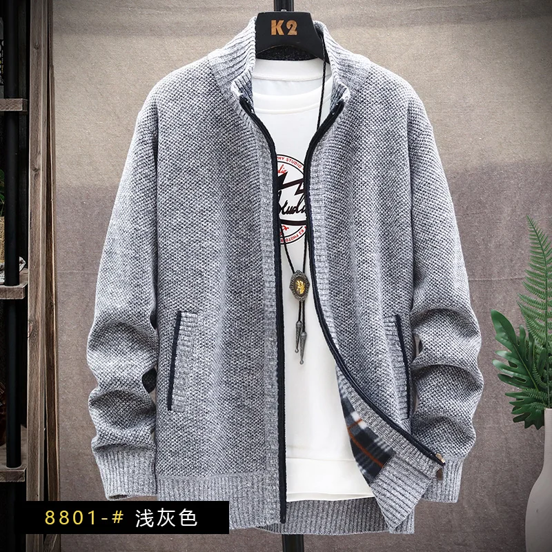 

Autumn and Winter Korean Style Men Solid Cardigan Sweater Men's Casual Fashion Sweatshirts Zipper Knitted Coats Male 8801