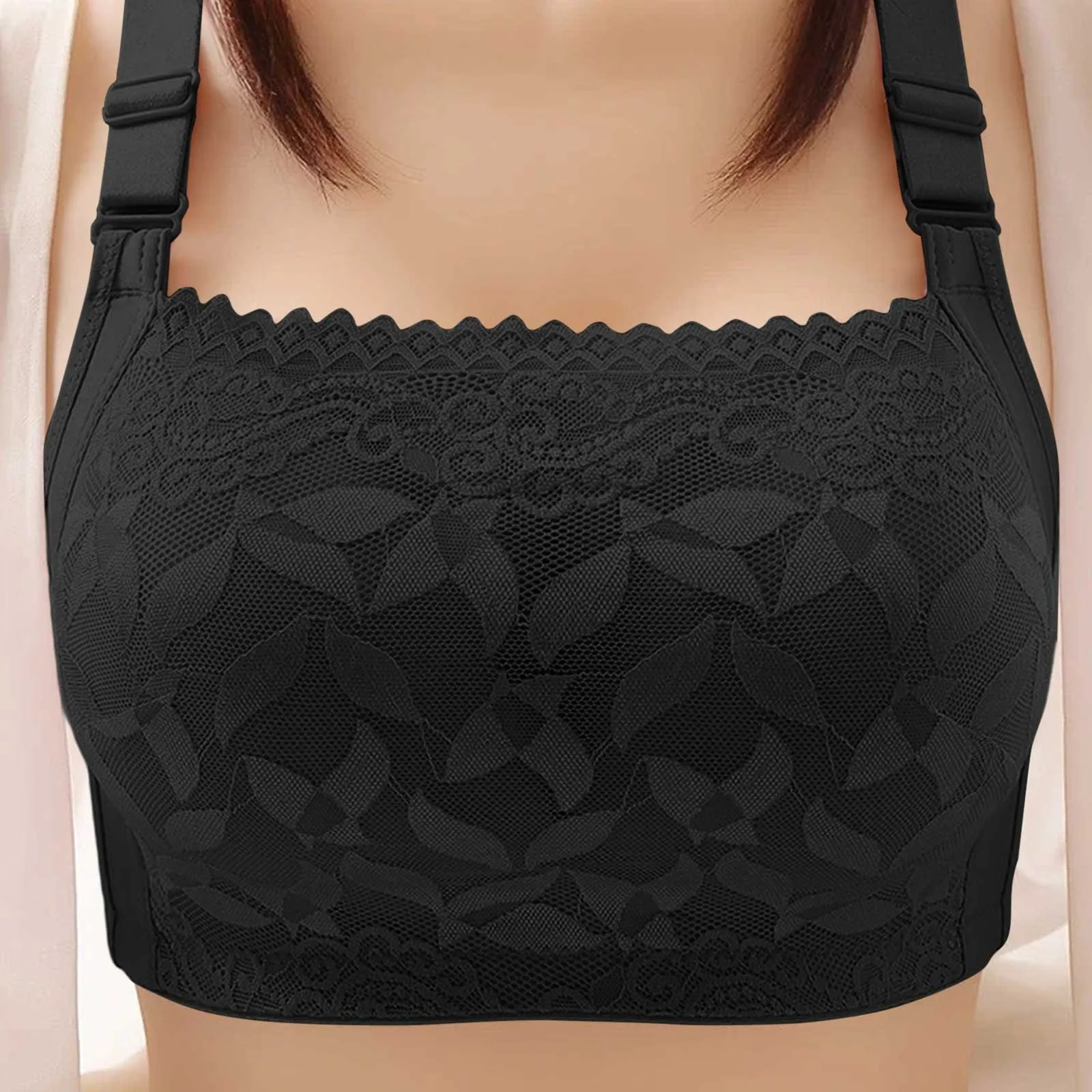 

Бюстгальтер-труба женский кружевной без стальных колец, пикантное нижнее белье с присборенной дышащей грудью, полноразмерная одежда, большие размеры