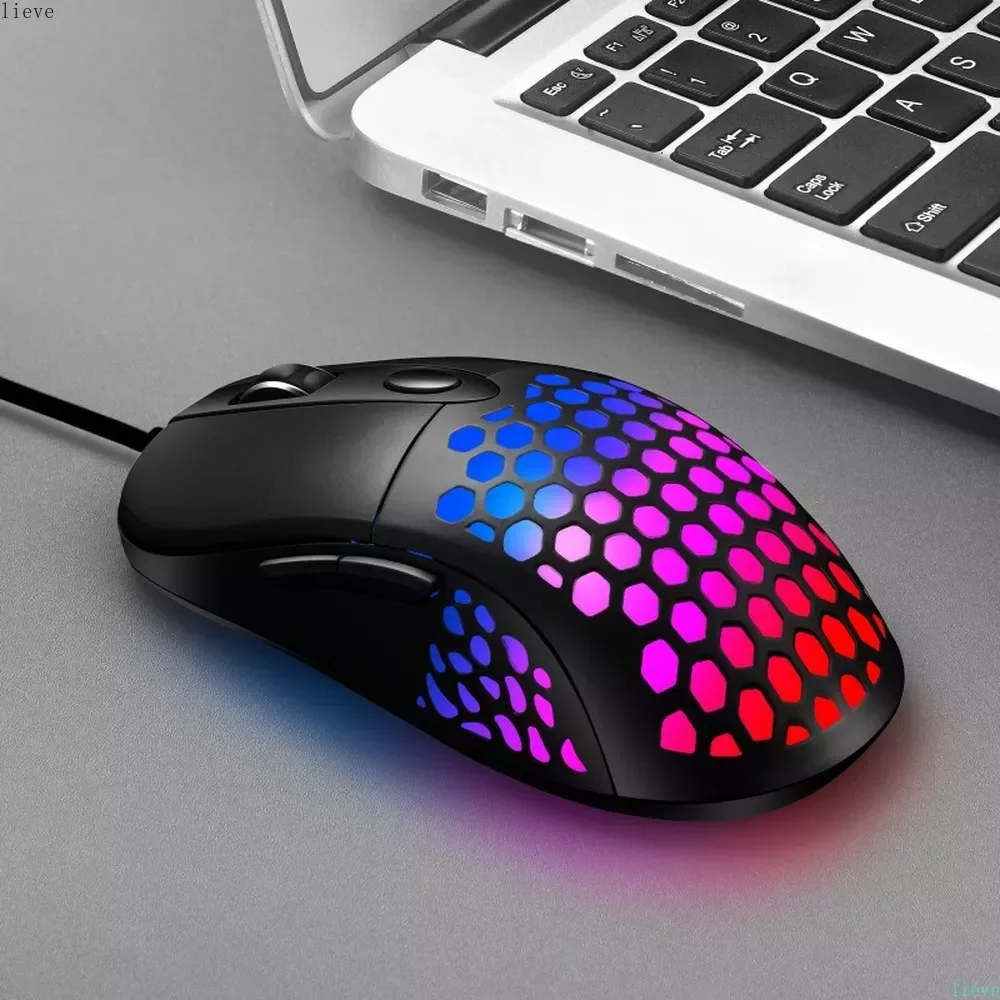 

2023New USBOptical Wired Mouse 4600DPI Ultra Light Hollow RGB Lighting Color GamingMouse Free Standard Logistic Order Number Tra
