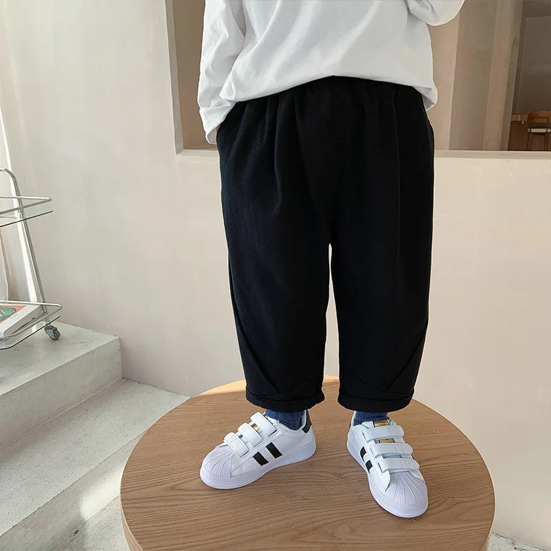 

Spring Boys Fashion Patchwork Pants Children Solid Color Casual Trousers 2-7Y