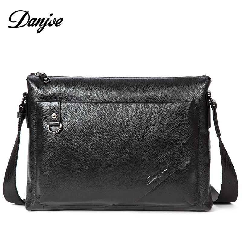 DANJUE Fashion Natural Leather Male Shoulder Bag Brand Men's Messenger Bags Laptop Bolsas Genuine Leather Men Satchel Casual Sac