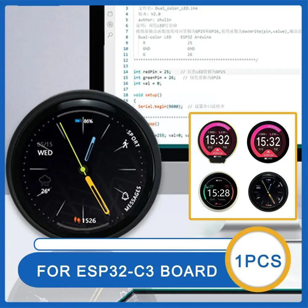 

ESP32-C3 1,28 дюймовый круглый дисплей GC9A01 IPS ЖК-экран ESP32 WIFI Bluetooth макетная плата Dual Core Для Arduino L N0E9