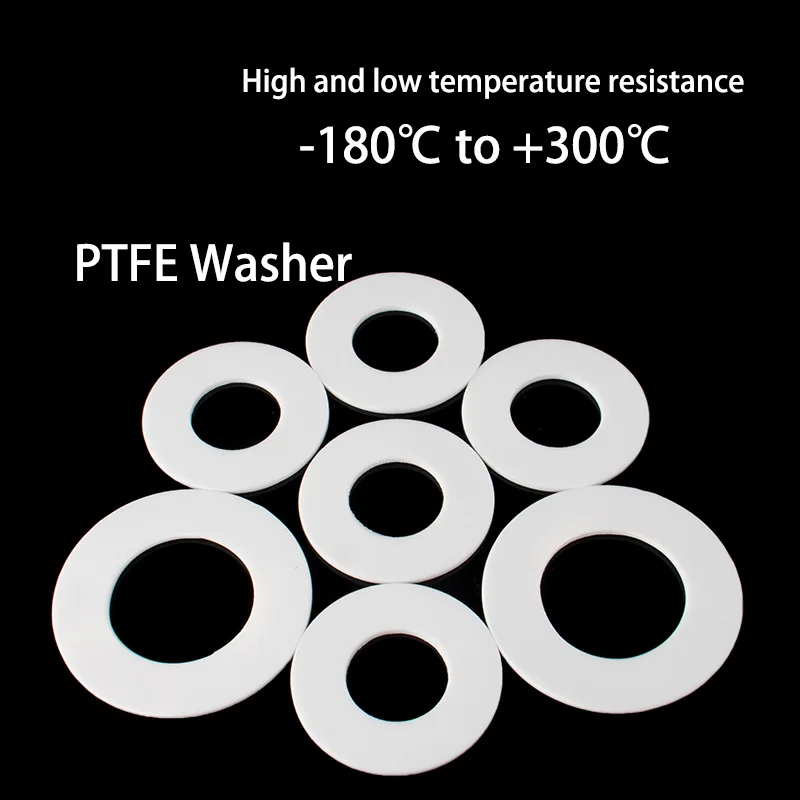 

100pcs PTFE Flat Gasket PTFE Washer Spacer Sealing White High Temperature Resistance For BSP NPT Fitting Washers