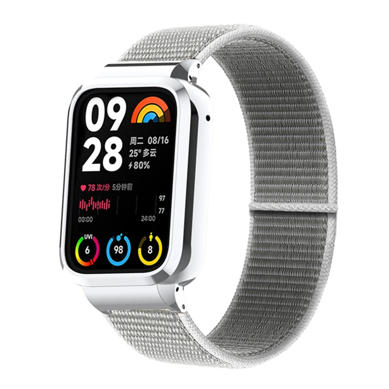 

For Xiaomi Mi Band 8 Pro Nylon loop Strap Ultra thin Breathable Weave Bracelet For mi band 7 pro Wrist Band Metal Case Protector
