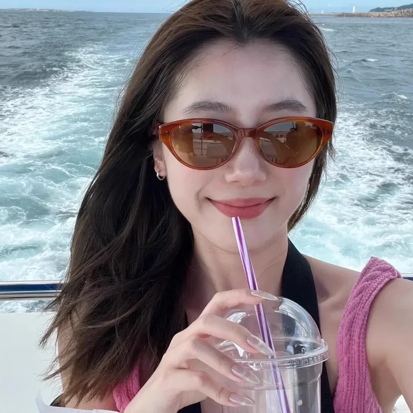 Корейские Солнцезащитные очки кошачий глаз женские уличные солнцезащитные