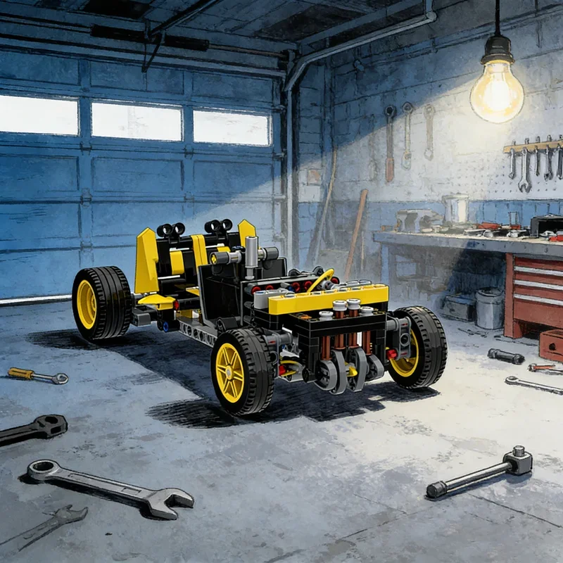 Фото 261 деталь MOC: Техническая модель шасси автомобиля Bugatti Bolide, конструктор, архитектурные блоки, праздничный подарок, игрушка для творчества и обучения №1