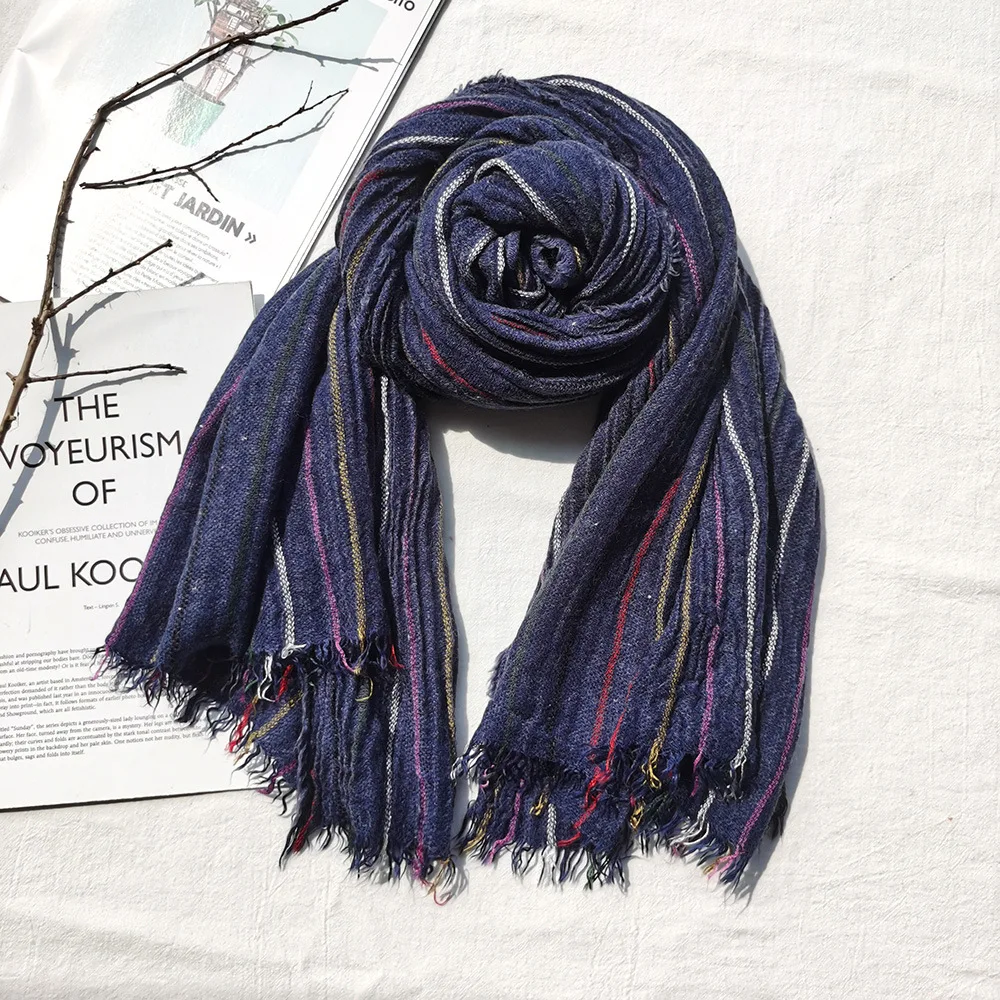 Зимний мужской модный полосатый шарф из шерпа утолщенная хлопковая шерсть