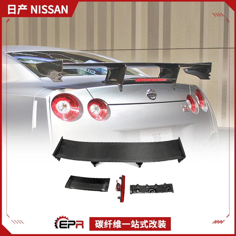 Фото Подходит для модификации Nissan Ares GTR R35, фиксированное ветровое крыло из углеродного волокна, стоп-сигнал Nismo GT, большое хвостовое крыло №1