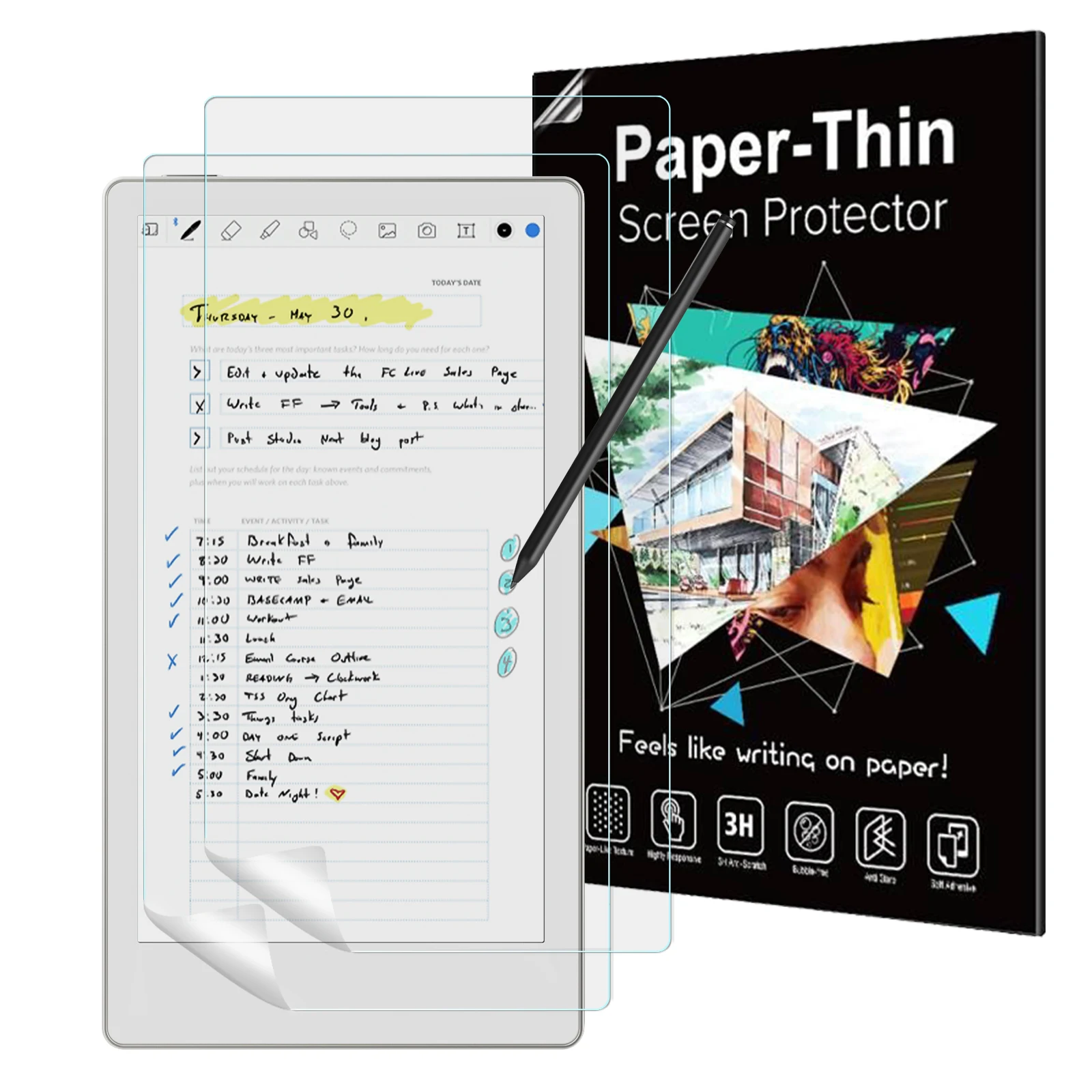 Фото 2 упаковки защитных пленки для Remarkable Paper Pro Move 7,3 дюйма 2025, записей и рисование на бумаге, защита от царапин и бликов №1