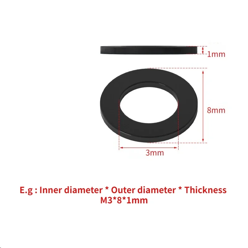 Плоские шайбы M2-M20  черные/белые/красные/синие/желтые