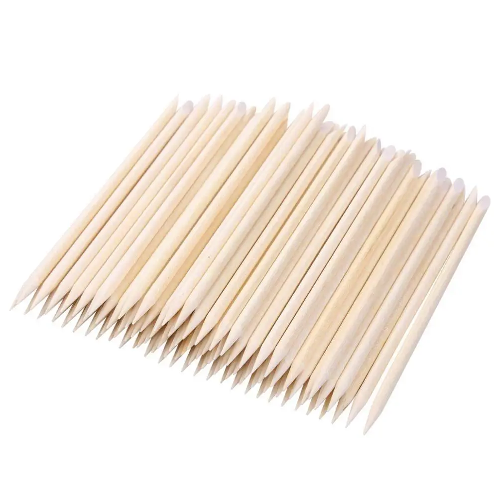 

Sdotter Mini 50/100 Pcs Orange Wood Nail Sticks Double Sided Multi Functional Cuticle Pusher Remover Manicure Pedicure Tool