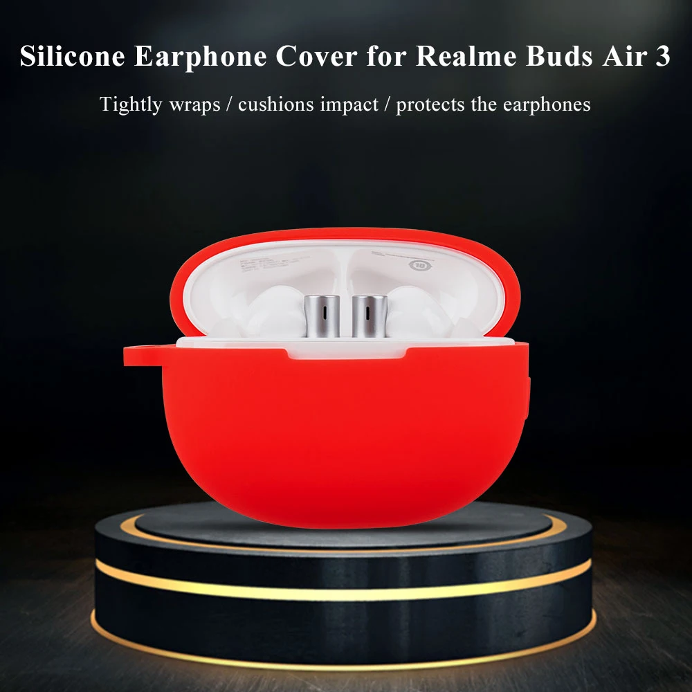 

For Realme Buds Air 3 Case Silicone With Hook Plain Color Earphone Shell Wireless Headphone Cover For Realme Bud Air 3 Soft Case