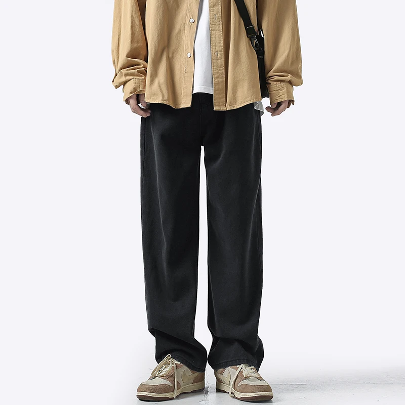 4 Colors Baggy Jeans Men Fashion Casual Straight Jeans Men Streetwear Korean Loose Biker Denim Pants Mens Trousers M-2XL