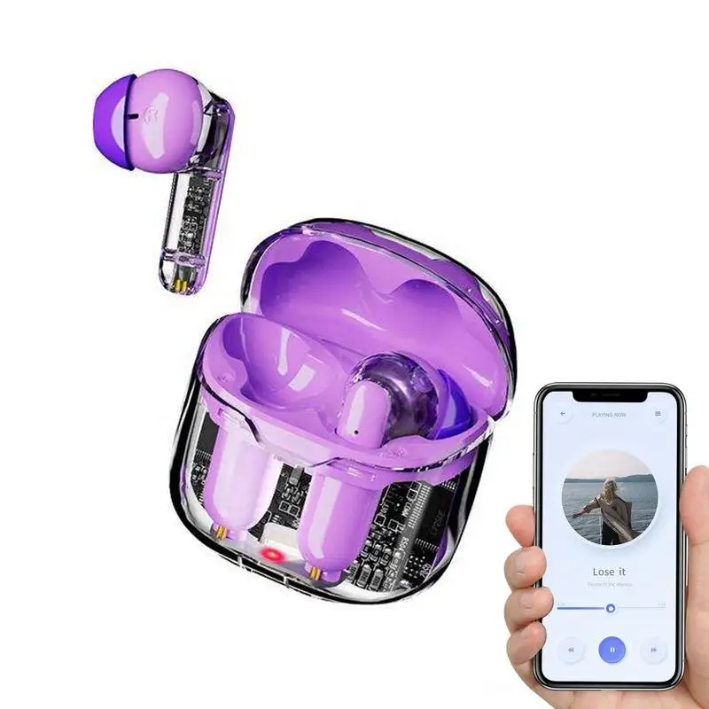 

Cool Wireless Earbuds Noise Cancelling Earbud Headset Stereo Sound 5.3 In-Ear Earphones With Clear Charging Case Headsets