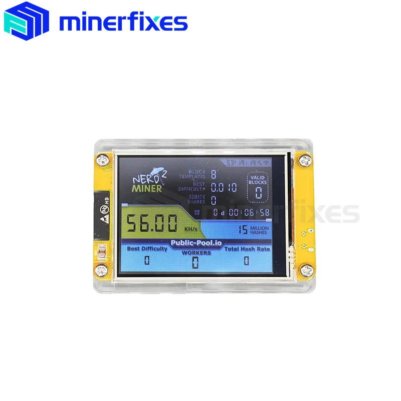 Новый биткойн-майнер nerd miner V2 2 8-дюймовые майнеры btc 52kH/S BTC BCH DGB Solo Miner Прошивка Nerdminer