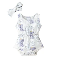 baby girl summer clothes infant newborn girls cartoon print bodysuits sleeveless jumpsuits headband 2pcs set