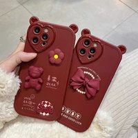 for iphone 12 13 pro max cover bear ear red joy bear protective case phone case for iphone 12 11 pro max protective case cover