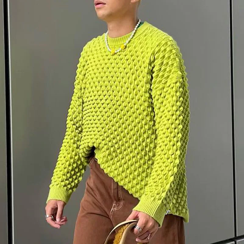 Sweater Men High Street Trend Spring Autumn New Loose Round Neck Tops Men's Knitted Sweater Fashoin Pullover Ropa De Hombre
