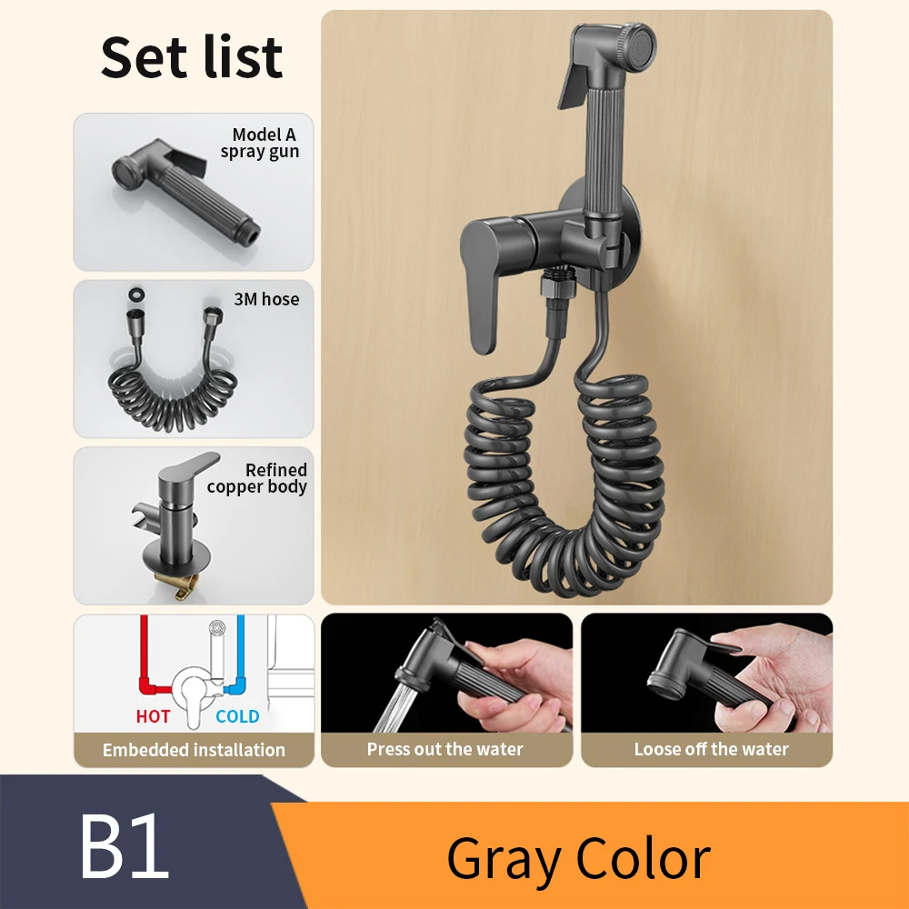 

Настенный латунный распылитель для биде для горячего и холодного использования, кран для воды, смеситель для унитаза, распылитель для душа, смеситель для биде, окрашенный в белый цвет 811586