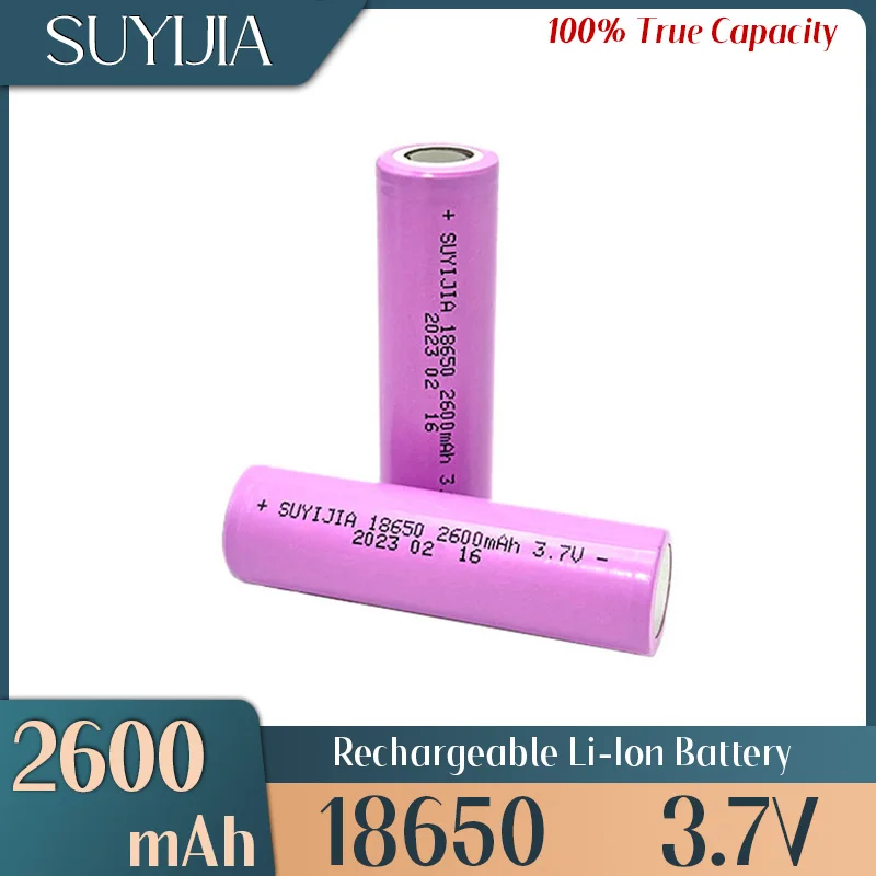 

1-12 шт., литий-ионные аккумуляторные батарейки 18650, 2600 мАч, 3,7 в