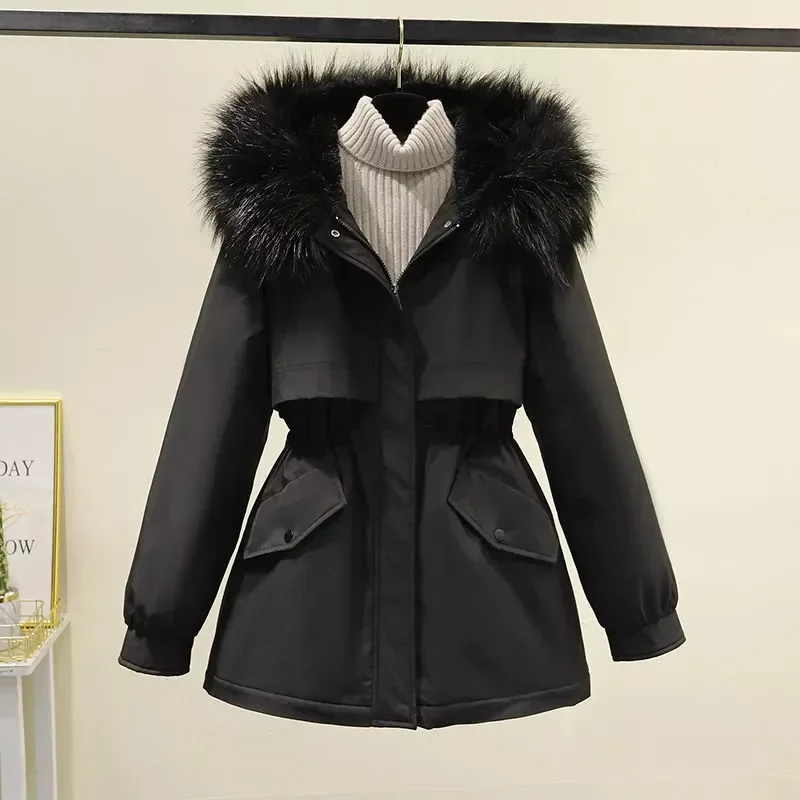New2022 Cotton Padded Down Jacket Women Mid-length New Style Winter Plus Size 2XL Hooded  Winter Jacket Coat Loose Down Parka