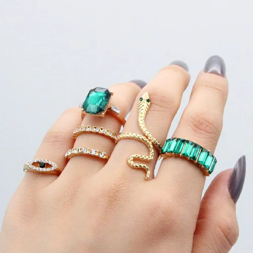 30Pcs/Lot New Rings for Women Vintage Gem Snake Spider Gossip Bohemian Party Girls Set Wedding Ring Jewelry Love Gift Wholesale images - 6