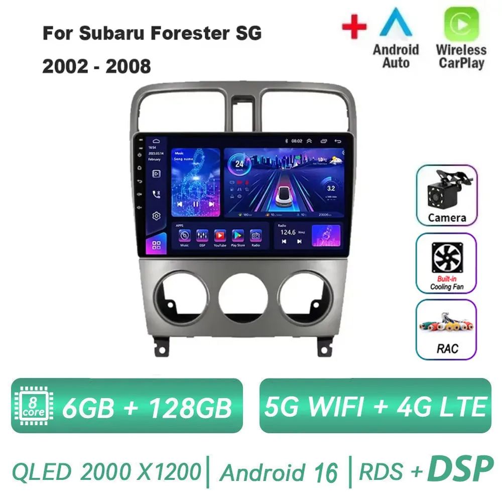 

Для Subaru Forester SG XV 2002-2008: Автомагнитола Android 16, мультимедийный видеоплеер, навигация, беспроводной Carplay, головное устройство GPS DSP