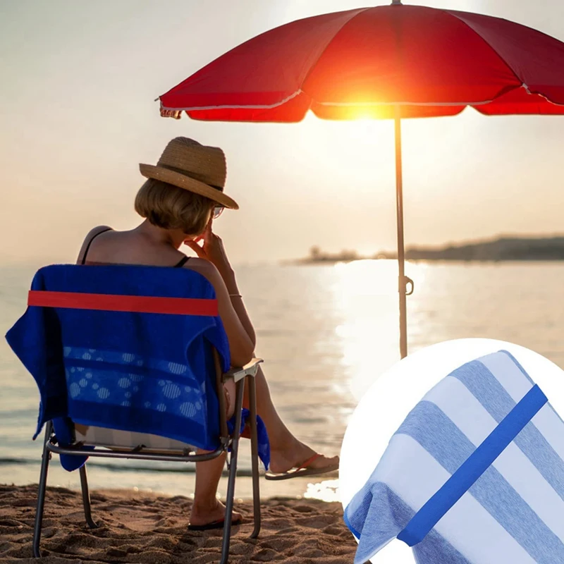 4 шт. повязки для полотенец пляжа стульев бассейна и круиза синие небесно-ГОЛУБЫЕ