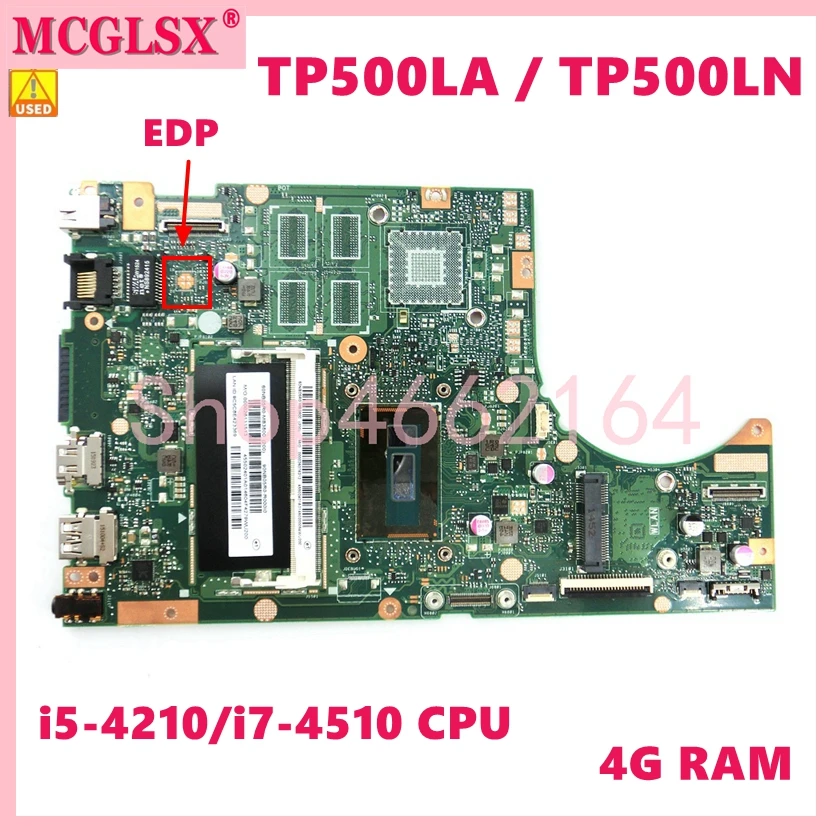 

TP500LA i5-4210/i7-4510 CPU 4G RAM EDP Материнская плата ASUS TP500LB TP500LAG TP500L TP500LA TP500LN Laotop материнская плата, б/у