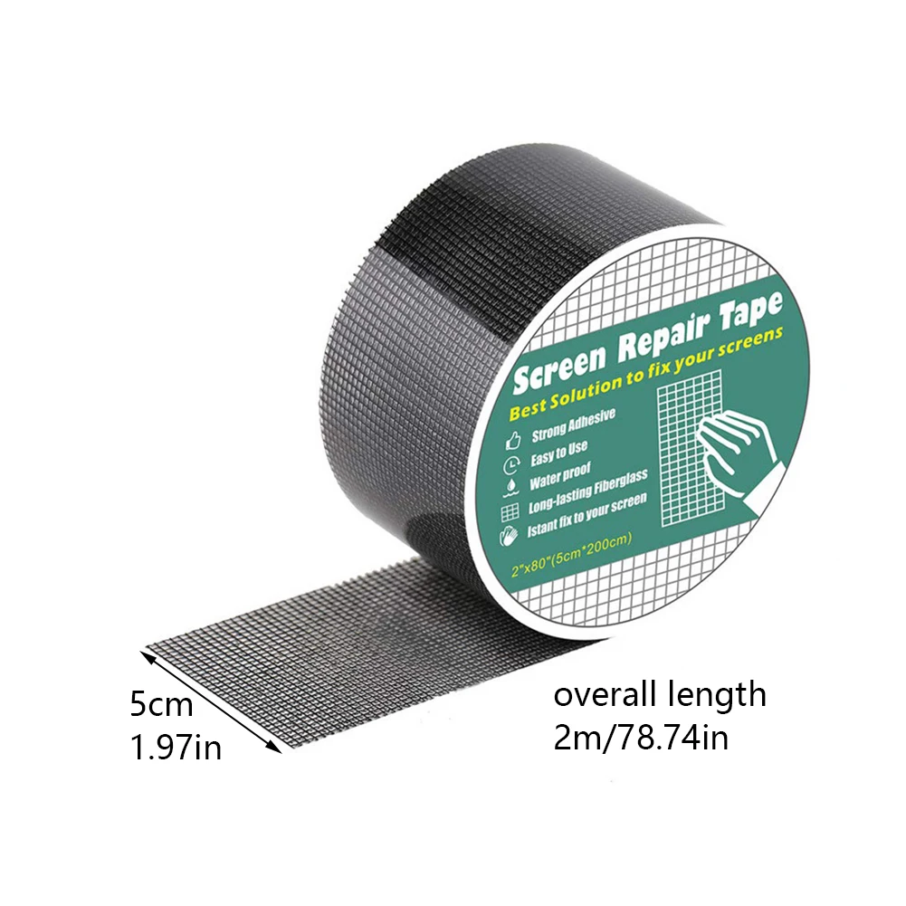 

Covering Door Mesh Broken Practical Window Screen Repair Tape Net Waterproof Home Holes Strong Adhesive Black Curtain Stickers