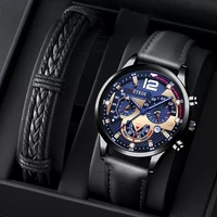 fashion mens sports watches luxury leather bracelet quartz calendar watch for men business casual luminous clock reloj hombre