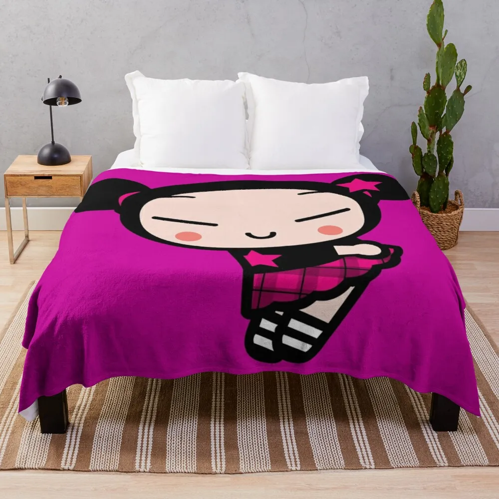 

Pucca Панк Любовь ресницы кровать мех плед ткань клетка крупное вязаное одеяло Тканое одеяло плед одеяло