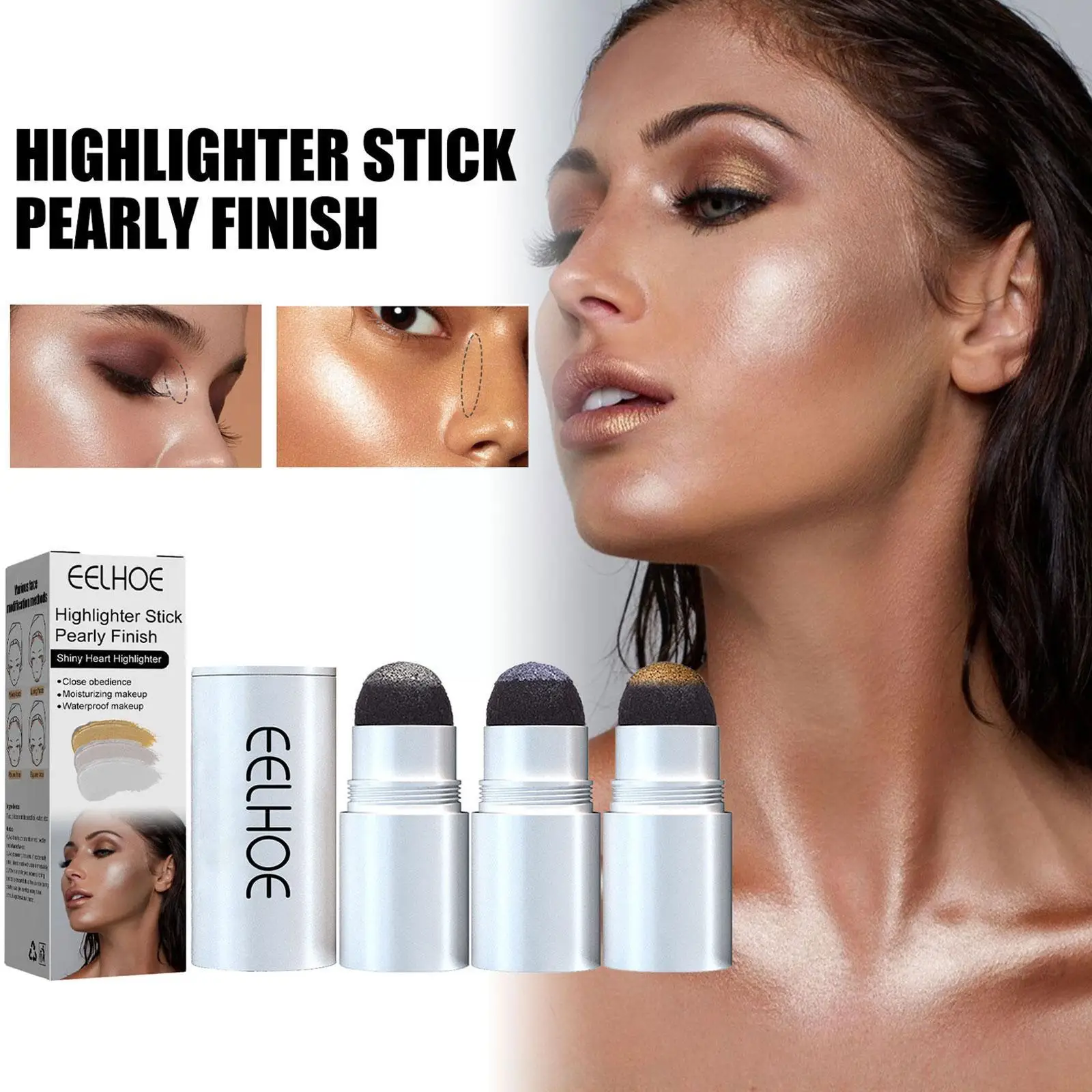 

Highlighter Bar Brightening And Repairing Eyeshadow Makeup 3 Contours Clear Stick To Color And Highlighter Multi-function M M1L7