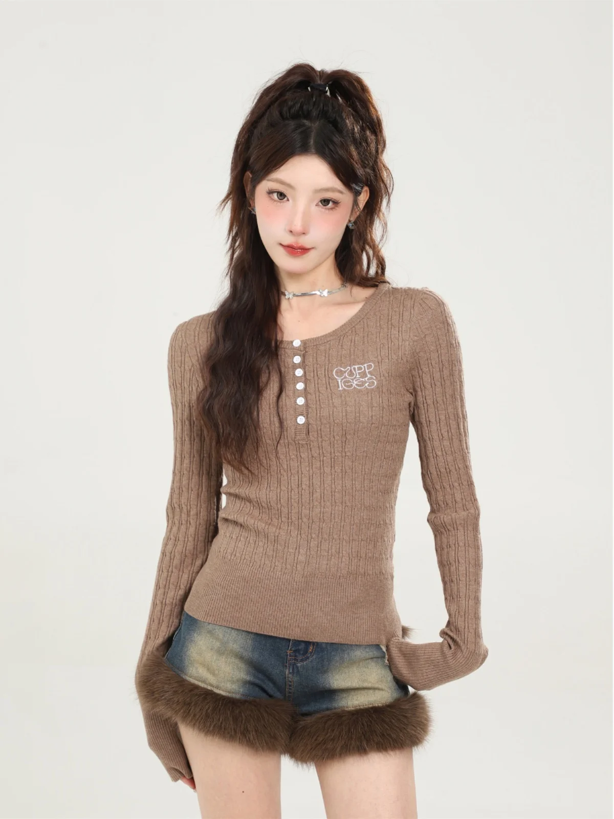 Shiyue American Sle Gyaru Base шерстяной свитер женский осенне-зимний внутренняя одежда