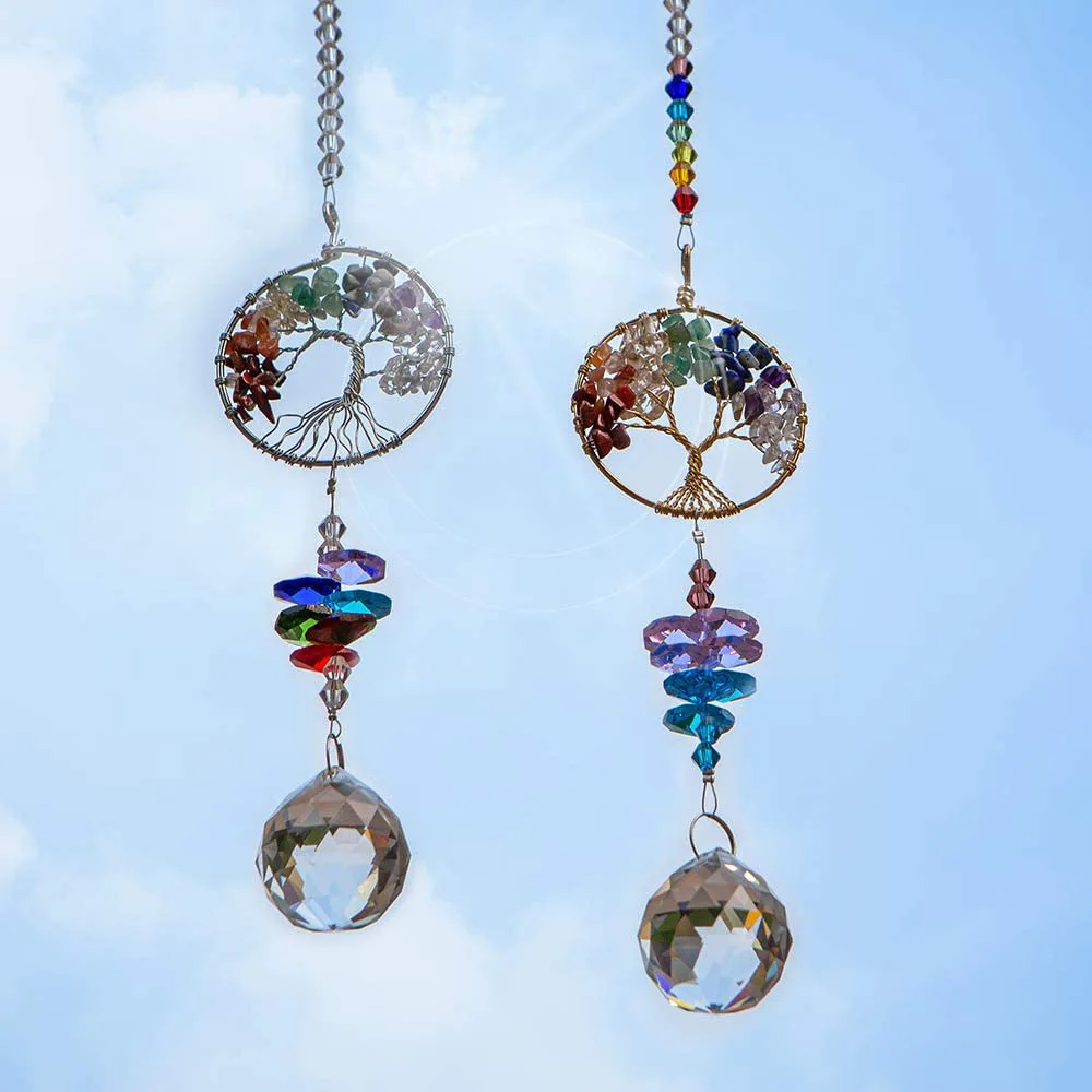 

Suncatcher Crystal Tree Rainbow Maker Drops Crystal Mandala Prism Decor,Window,Home,Office,Car,Charms Wall Art Hanging Decorats