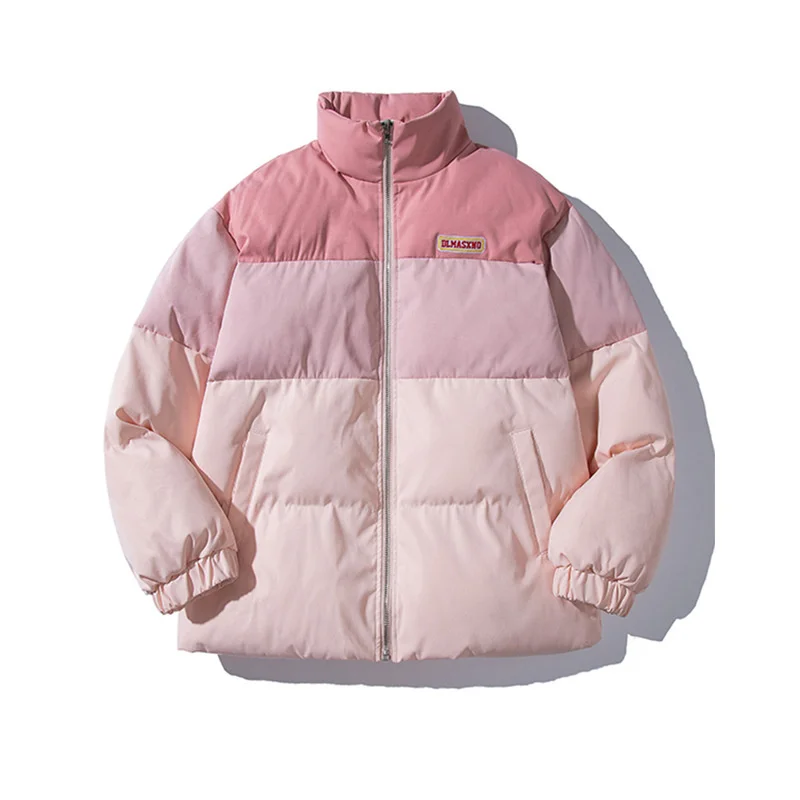Autumn and winter 2022 new gradual color stand collar cotton padded clothes for women sweet and small casual and warm