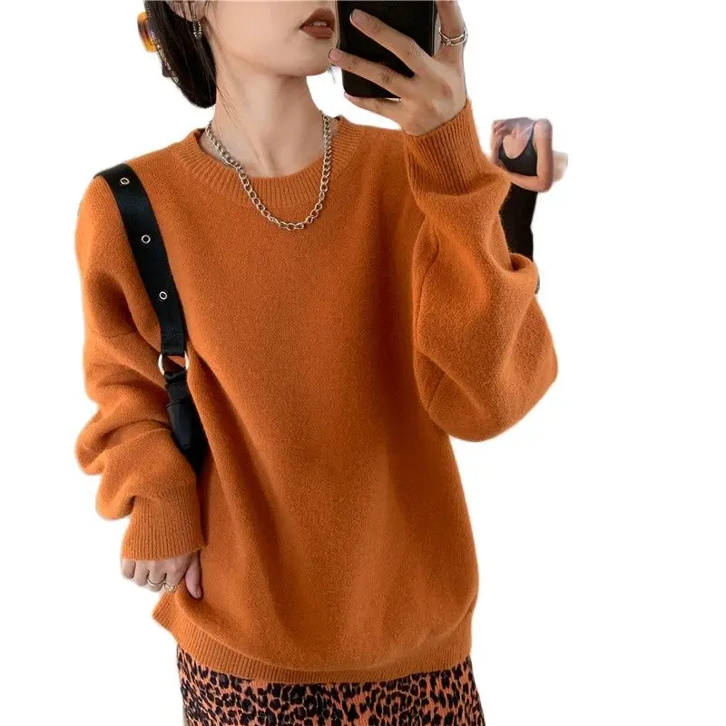 

Women's Sweatshirts Ladies Tops Clothing Pullovers Round Neck Fashion Solid Color Spring Straight Barrel Popularity Tenafeicc