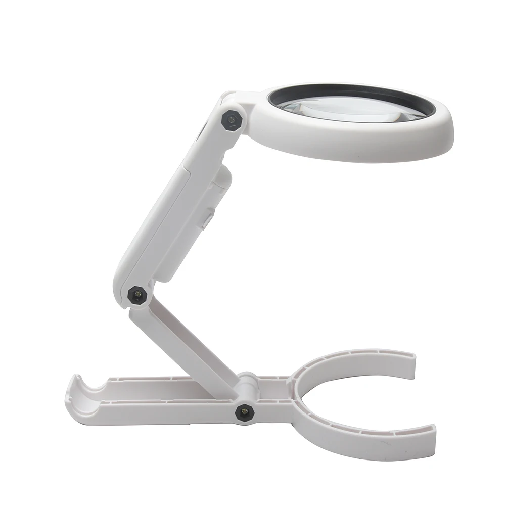 

Foldable 8 LED Simple Table Lamp Repair Home Jewelry Dual Use Hand Held Non Slip Authenticate 5/11X Magnifying Glass Stand