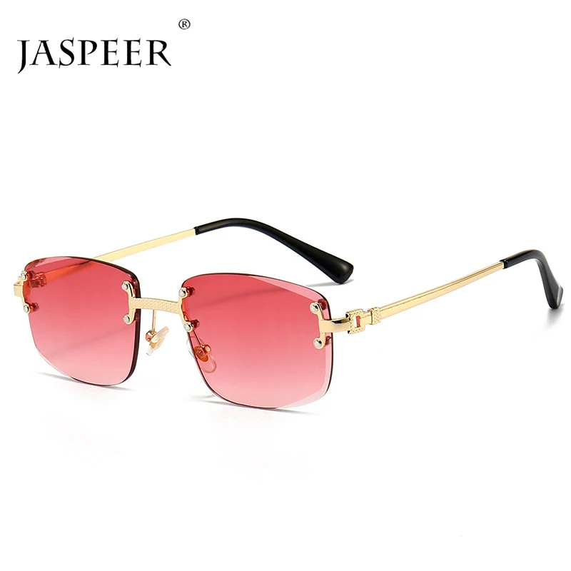 

JASPEER Fashion Vintage 2022 New Sunglasses Rectangle Sunglasses for Men/Women Small Rimless Square Shade Eyewear Shades UV400