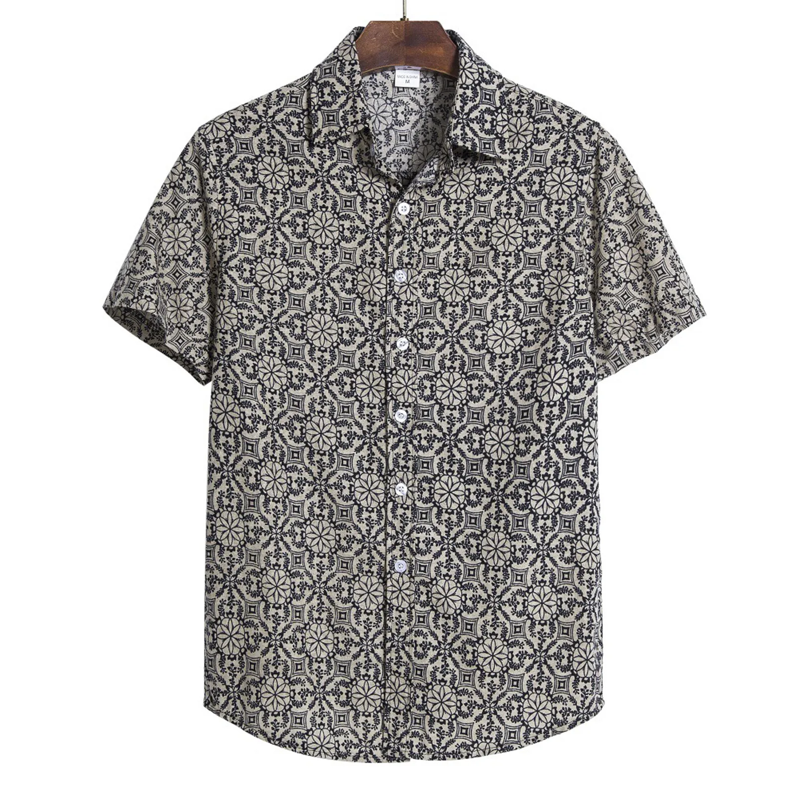 

Men Casual Shirt Turn Down Collar Print Vacation Short Sleeve Streetwear Camisas 2021 Summer Leisure Tops Men Clothing
