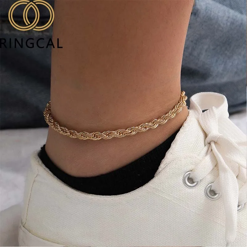 Классические браслеты на ногу Ringcal из нержавеющей стали в минималистичном стиле