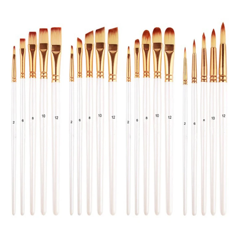 

5Pcs Oil Paint Brush Set Nylon Hair Round Angel Flat Brush Acrylic Diy Watercolor Pen Artists Tool Accessories Painters Beginner